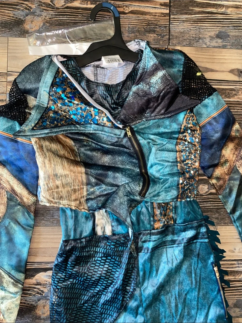 Disney Descendants 3 Teal and Black Mal Girls Costume size L 10-12